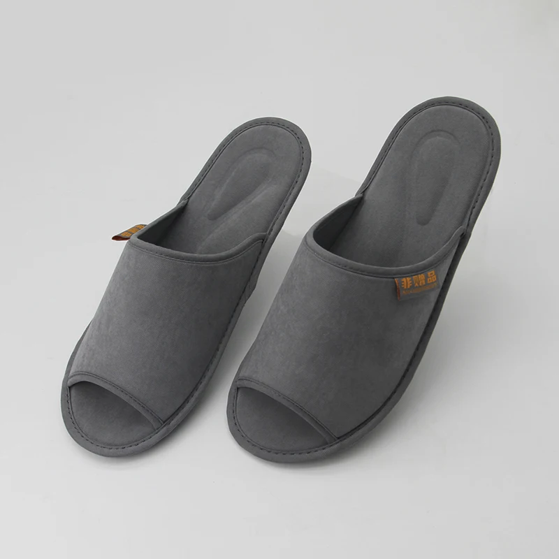 Eco Friendly Quick Dry Cotton Soft Eva Open Toe Comfortable Sole Machine Washable White Indoor Slippers For Hotel Spa Salon