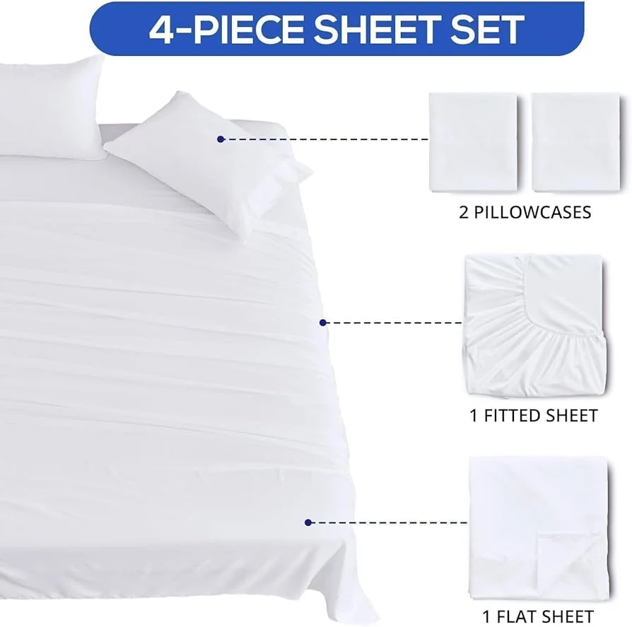 100% Cotton Hotel Bedding Set 5 Star Luxury Duvet Cover And Linen Sheet Plain Striped Design Woven Technics 4 Pc's Included