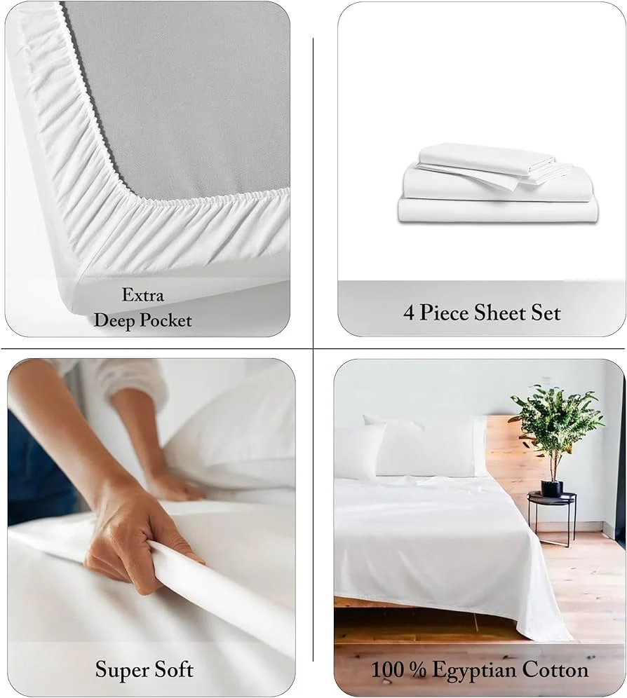 Bestsheet Hotel Bedding Twin Xl 3-piece Cotton Bedsheet Set With 300tc Woven Striped Pattern 4pc Set