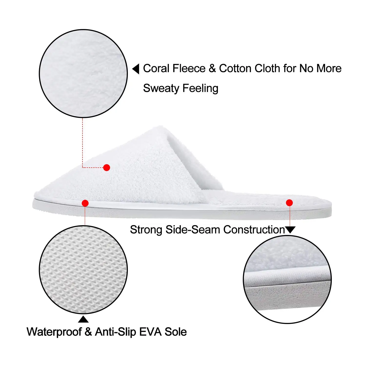 Eco Friendly Biodegradable Soft Breathable Comfortable 100% Cotton Coral Fleece Eva Sole Hotel Disposable Slippers