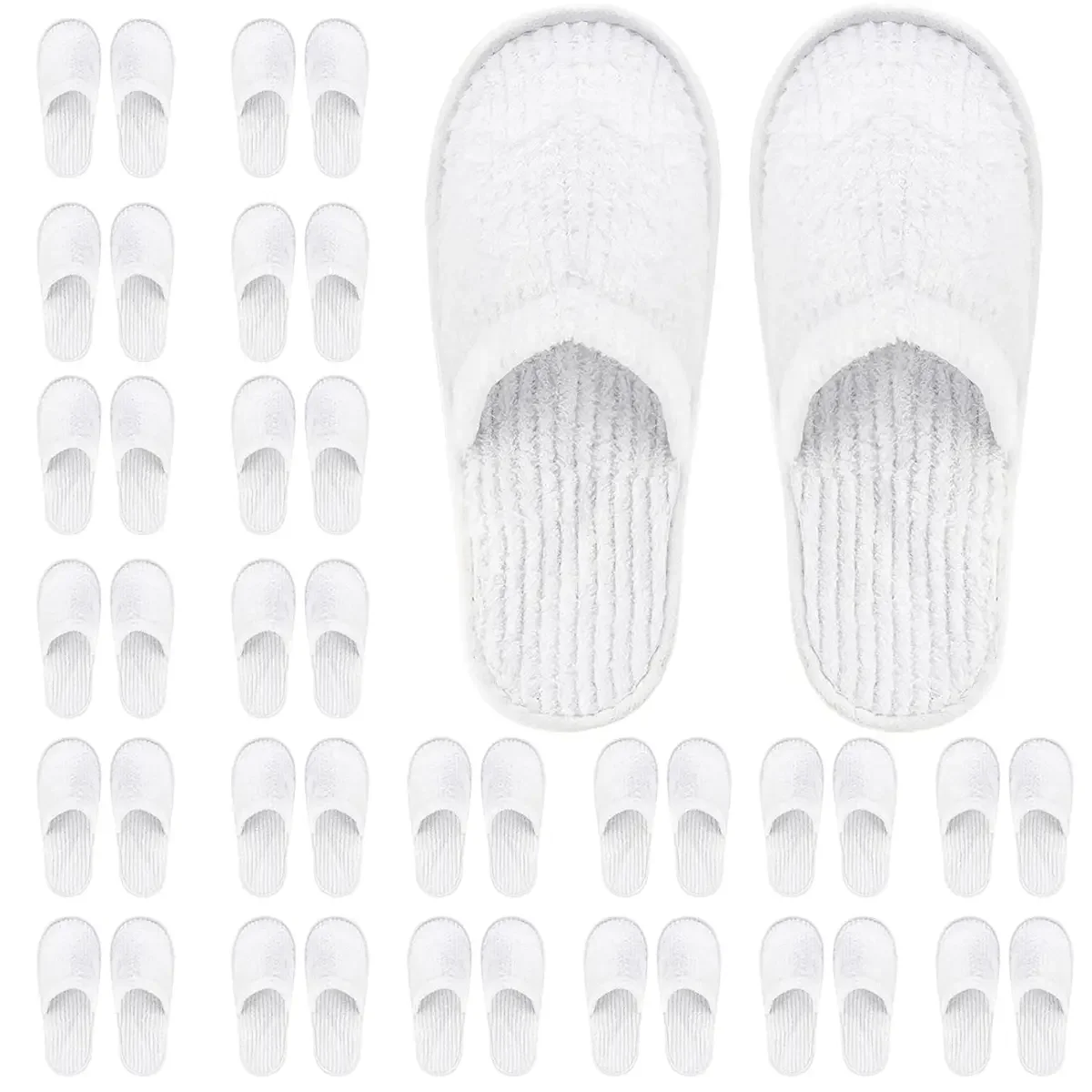 Customizable White Cotton Velour Eva Sole Disposable Hotel Bedroom Slippers Comfortable Closed-toe With Factory Logo For Hotels