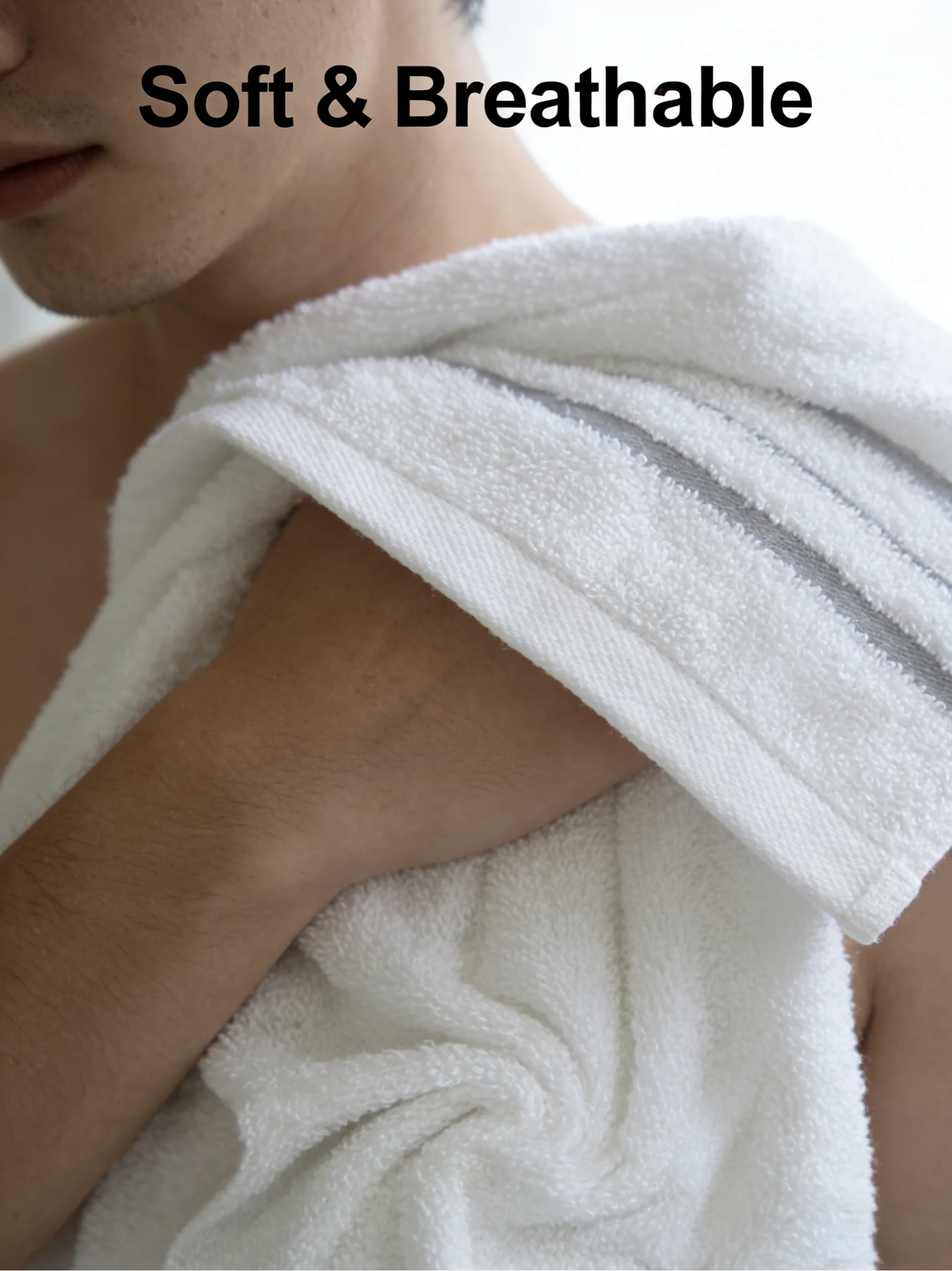 100% Cotton Embroider Bath Towel Set White 500gsm Luxury Hotel Towel