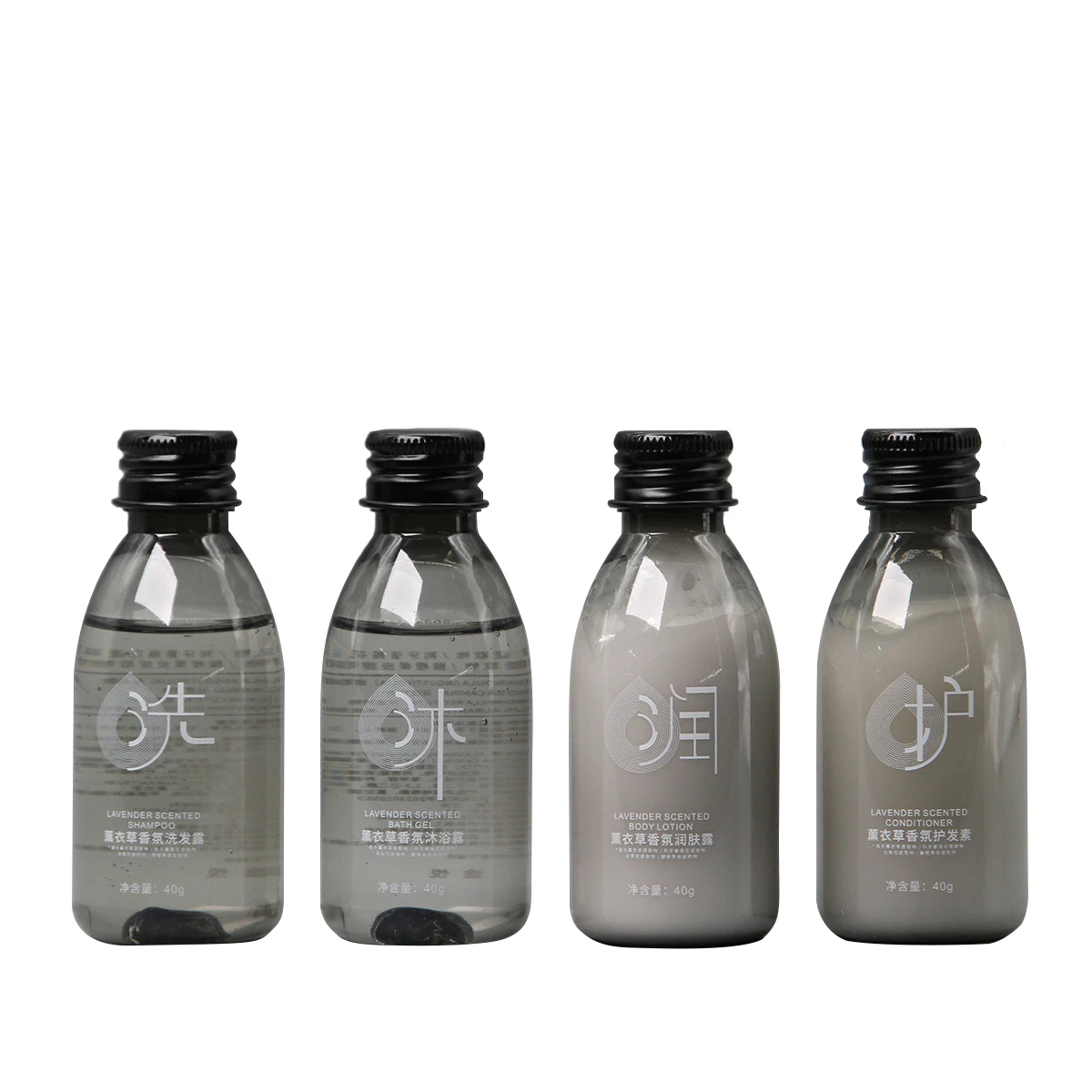 Prix d'usine en gros Flacon de 40 g Shampoing Gel Douche Ensemble d'articles de toilette d'hôtel personnalisé Articles de toilette de luxe Écologiques