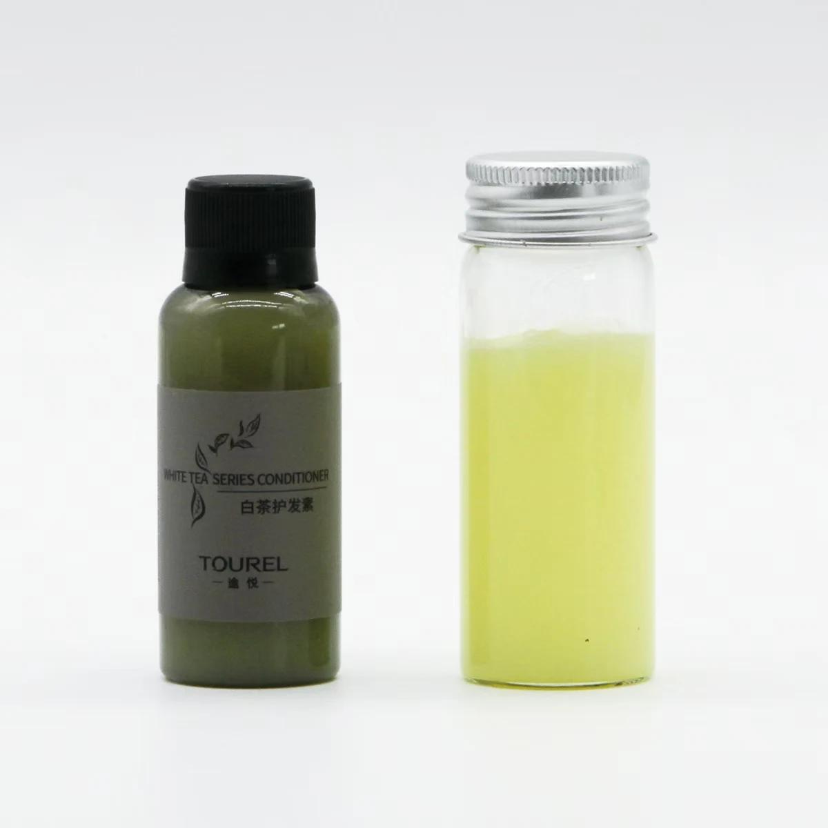 Ensemble d'articles de toilette jetables parfumés au thé blanc pour hôtel, 30 g, shampooing, gel douche, lotion pour le corps, après-shampooing avec bouchon à vis