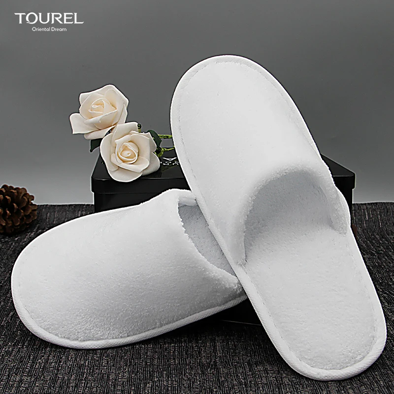 Men And Women Custom Logo Personalized Washable Disposable Coral Fleece 5-star Spa Luxury Hotel Slippers