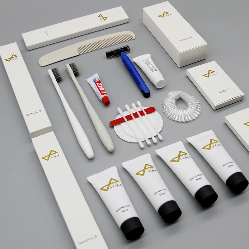 Custom Logo 5 Star Disposable Hotel Bathroom Amenities Set Travel-friendly Toothpaste Soft Guest Room Toiletries Logo Printing