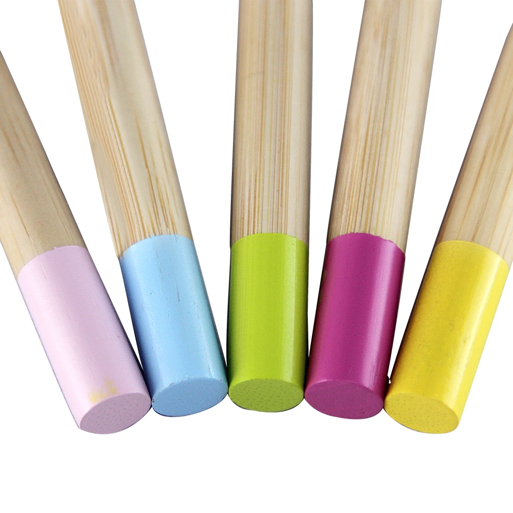 100% Natural Biodegradable Bamboo Toothbrush For Kids Environmentally Friendly Disposable For Home Use With Charcoal Bristles