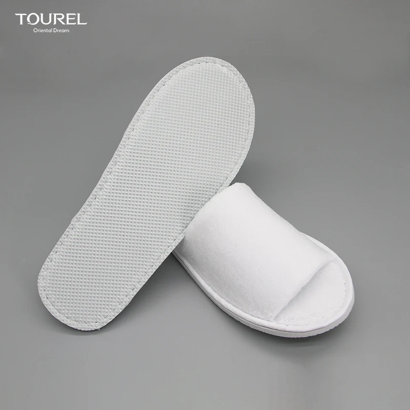Cheap Wholesale Personalized Luxury Eco-friendly Velvet Cotton Coral Fleece Fabric Eva Sole White Hotel Disposable Slippers