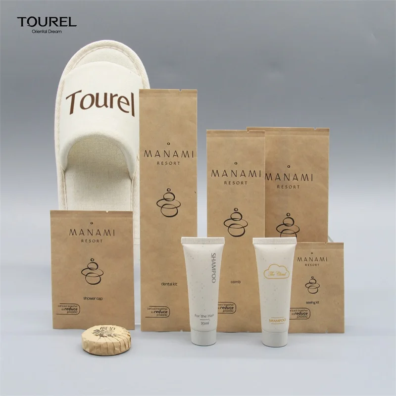 Eco-friendly Pet Portable Hotel Amenities Set Fsc Kraft Paper Package For Hotel Toiletries China Hotel Amenity Kit