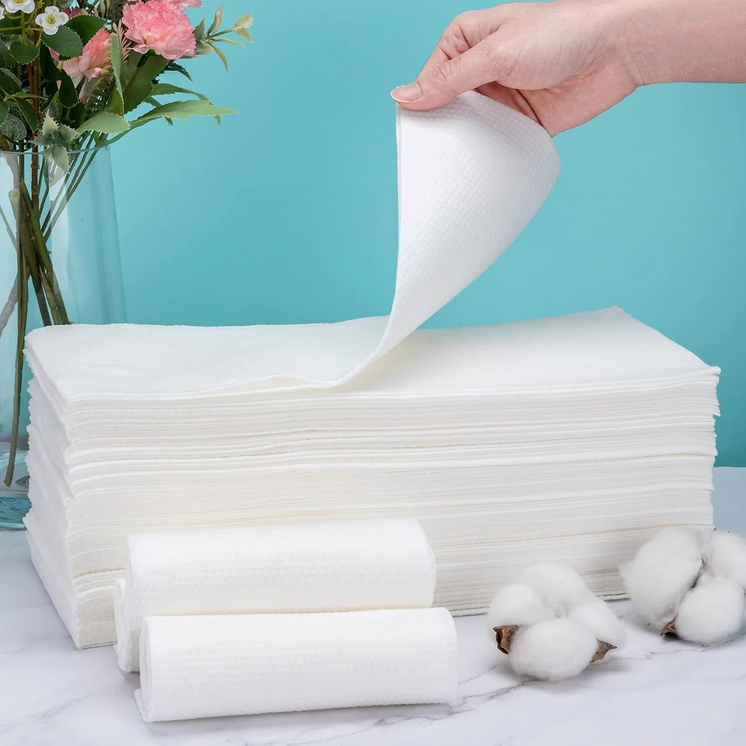 200 Gsm Custom 100 Cotton Disposable Face Towel Biodegradable For Travel Spa Salon Hotel