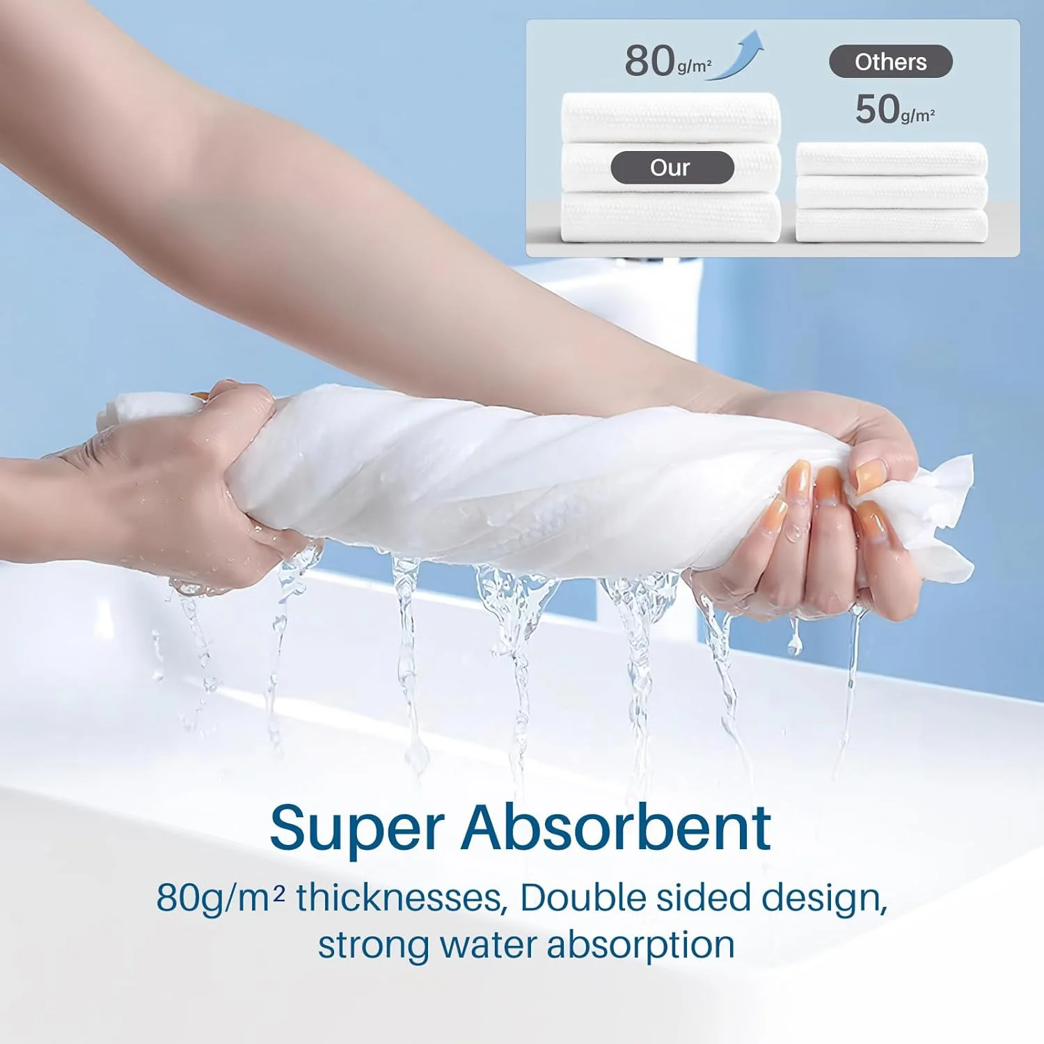 200 Gsm Custom 100 Cotton Disposable Face Towel Biodegradable For Travel Spa Salon Hotel