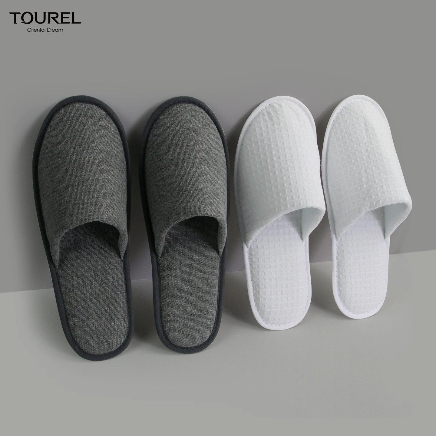 Hotel Eco-friendly Biodegradable Pulp Sole Slipper Closed Open Toe Disposable White Waffle Spa 5 Star Hotel Slippers With Logo
