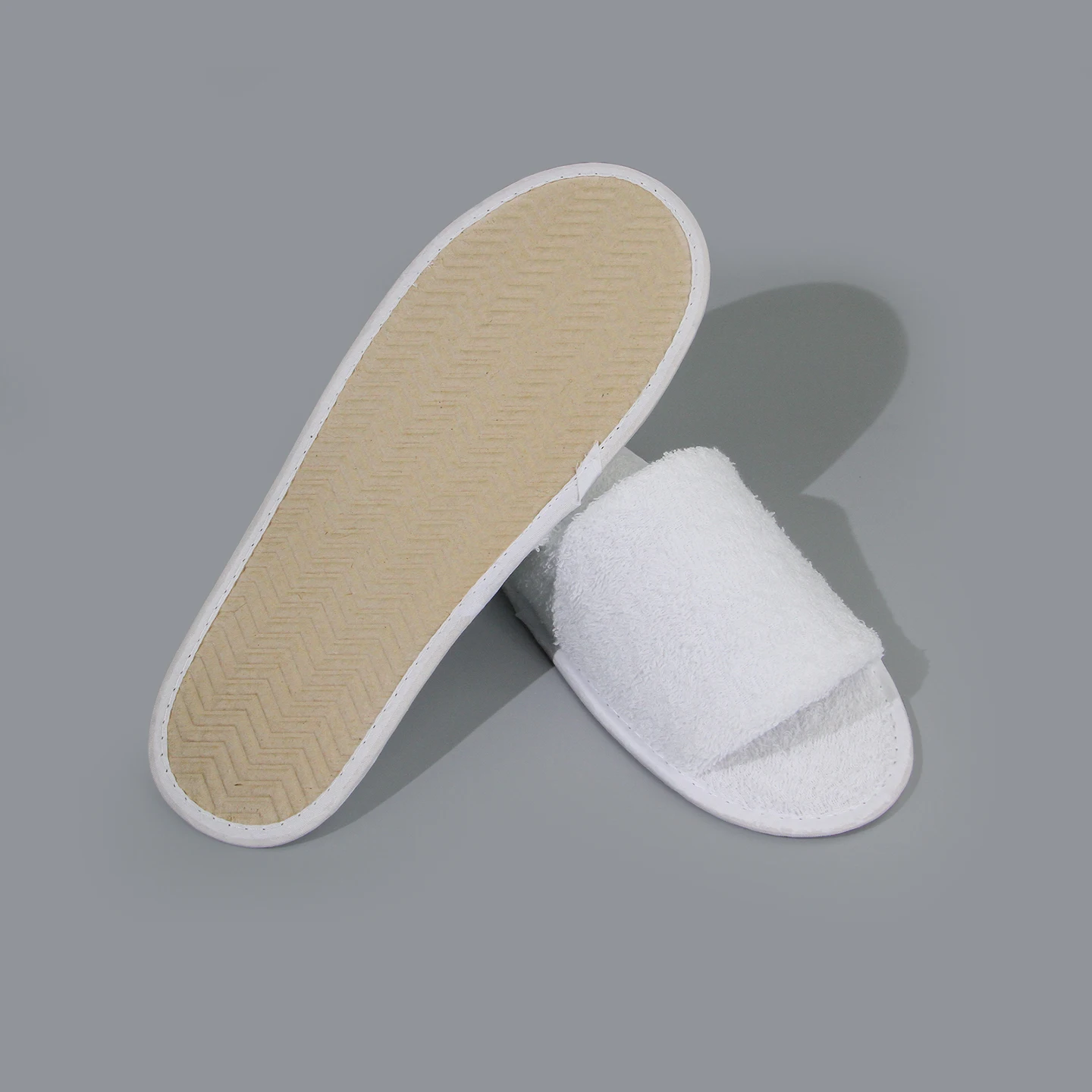 Eco-friendly Biodegradable Portable Embroidered Logo Disposable Hotel Bathroom Terry Cloth Spa Washable Open Toe Sugarcane Pulp