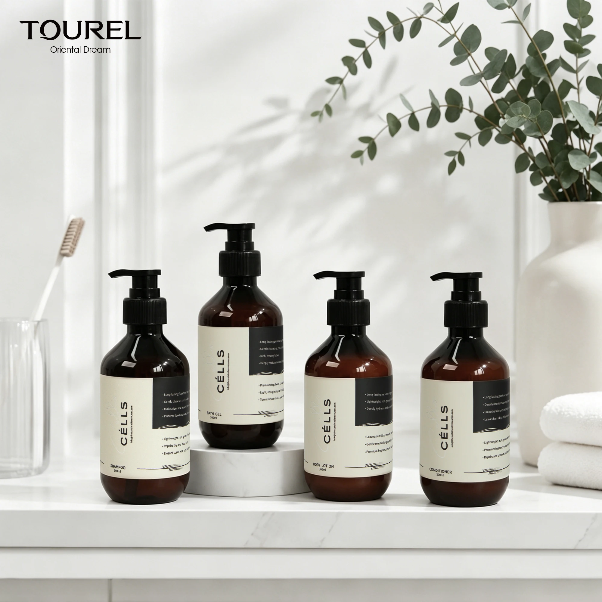 Wholesale Custom Logo Hotel Bathroom Supplies Bulk Order 300ml Hotel Spa Shampoo Shower Gel Set