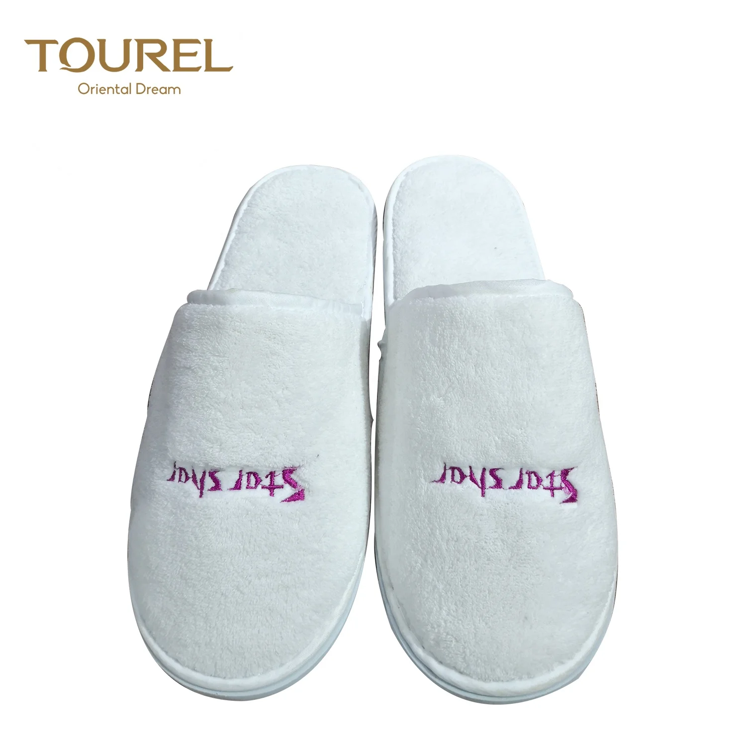 White 5mm Eva Sole Customized Logo Disposable Wedding Slipper For Guest