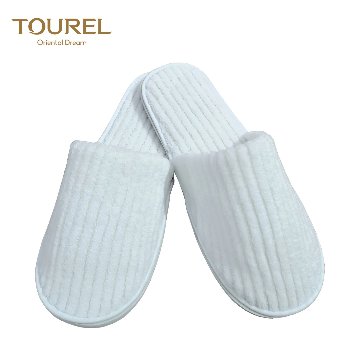 Custommen's & Women's Wedding Slippers Black Hotel Guest Room Slipper With Embroidery Logo