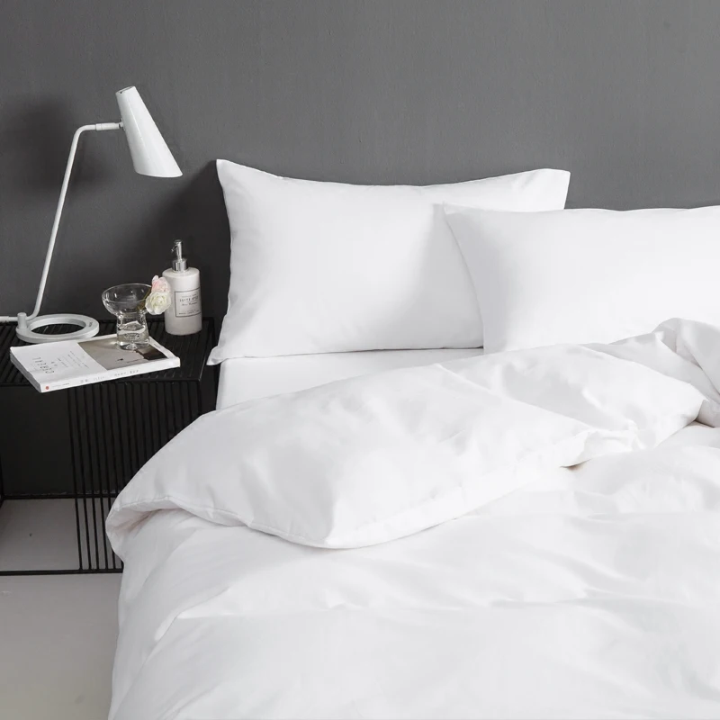 100% Cotton Luxury White Linen Bedsheet Duvet Cover Woven Style Plain For Export Custom Logo Embroidery From Guangzhou