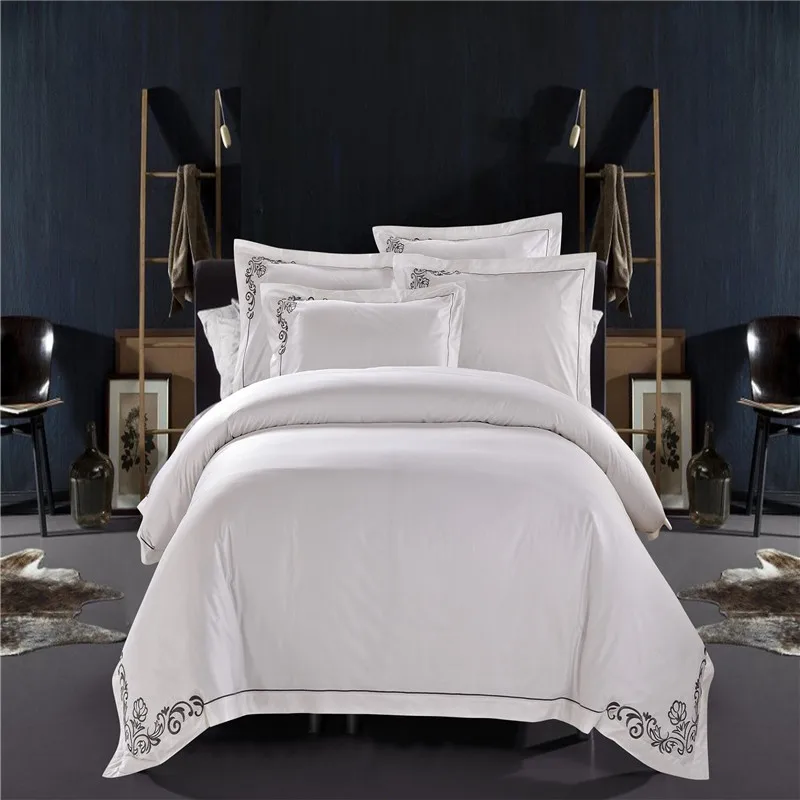 Egyptian Cotton Bedding Set 6 Piece Hotel Luxury King Queen Size Sheets Plain Striped Solid Striped For Bedroom Furniture