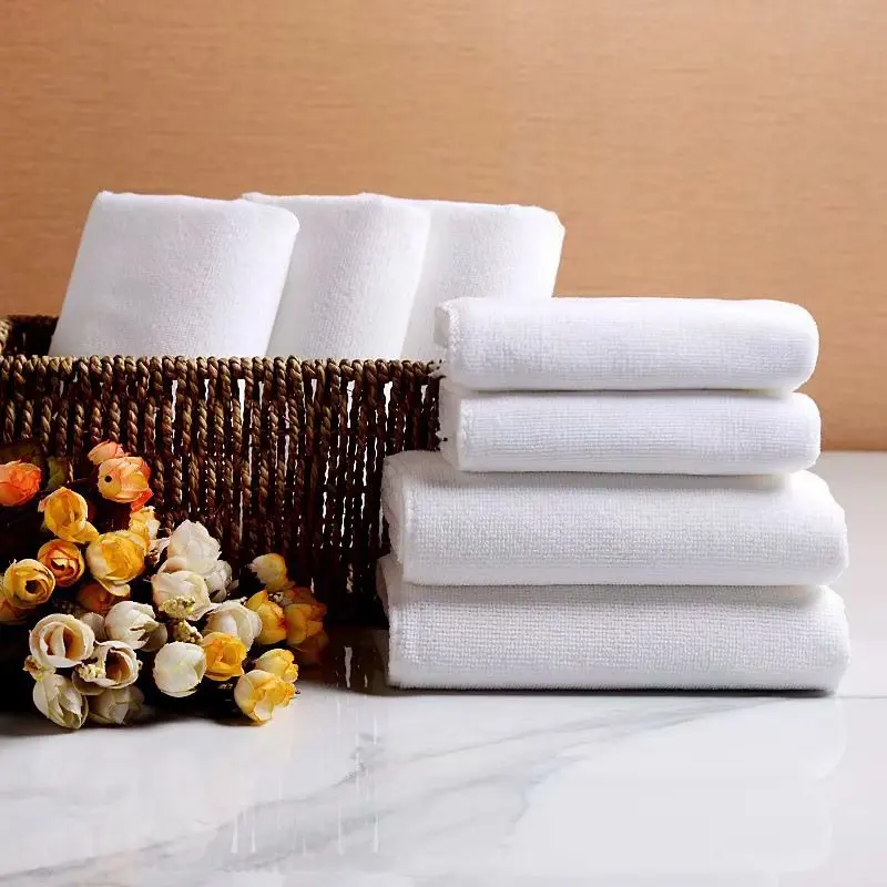 Professional Disposable Quick-dry Embossed Logo White Jacquard Cotton 16s Plain Hotel Towel From China For Hyatt Hilton
